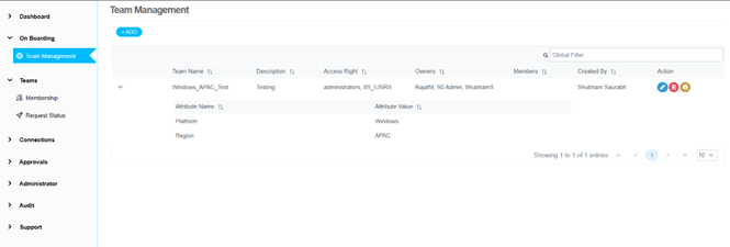 Add Team Screen