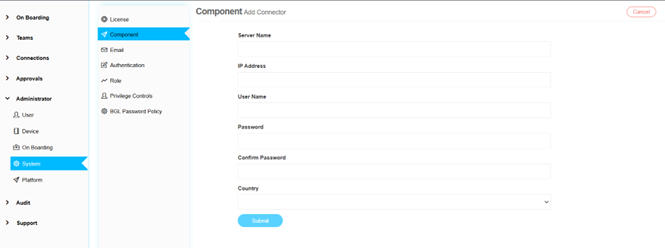 Component Configuration Screen