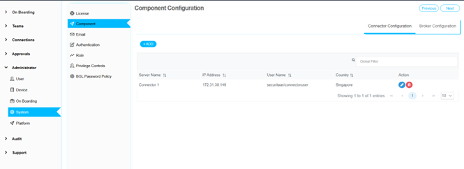 Component Add Screen