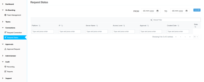 Request Status Screen
