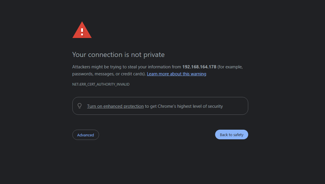 Certificate Warning